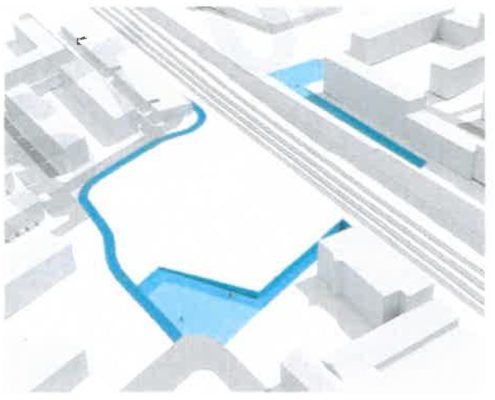 Illustration løsning 4 tunnel stiforbindelse Grønttorvet Valby