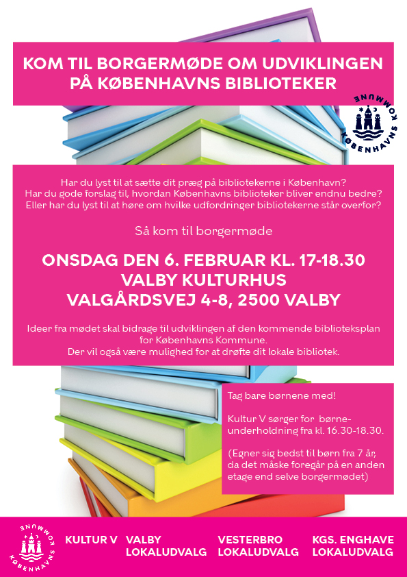 Invitation til borgermøde biblioteksplan 6. februar Valby